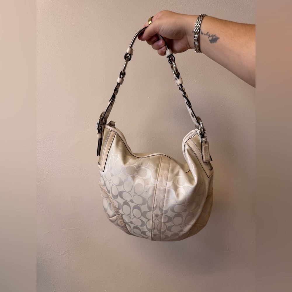 Cream Coach Hobo Bag